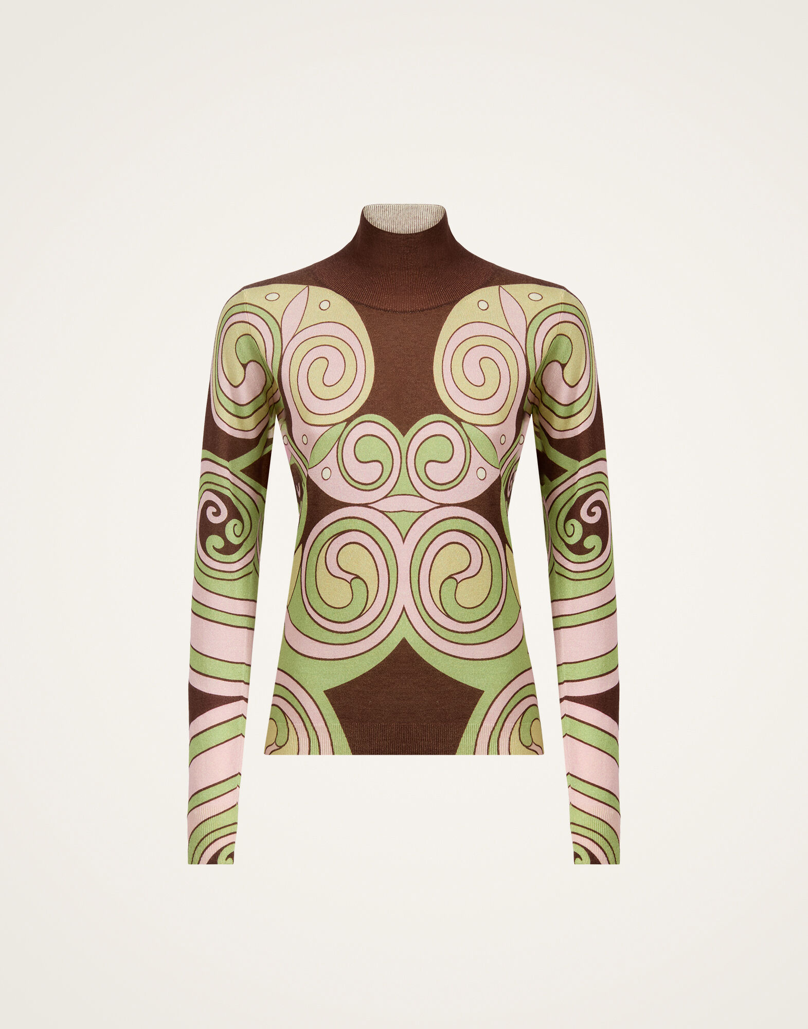 La DoubleJ Silky Turtleneck Kells Swirl Plac&eacute;e Burgundy PUL0302KNI172VA513RE07
