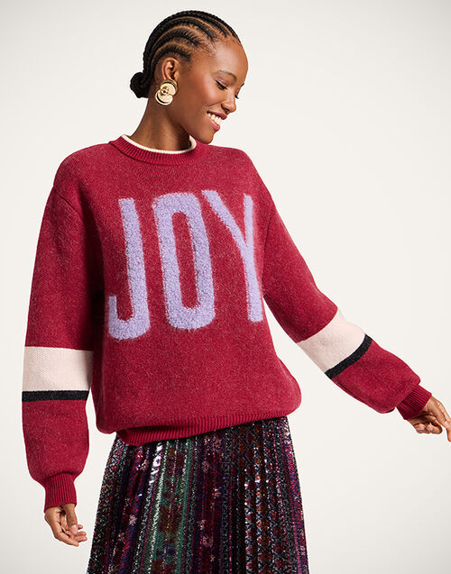 La DoubleJ Joy Sweater Color Block Red & Lilac PUL0248KNI156VA417RE02