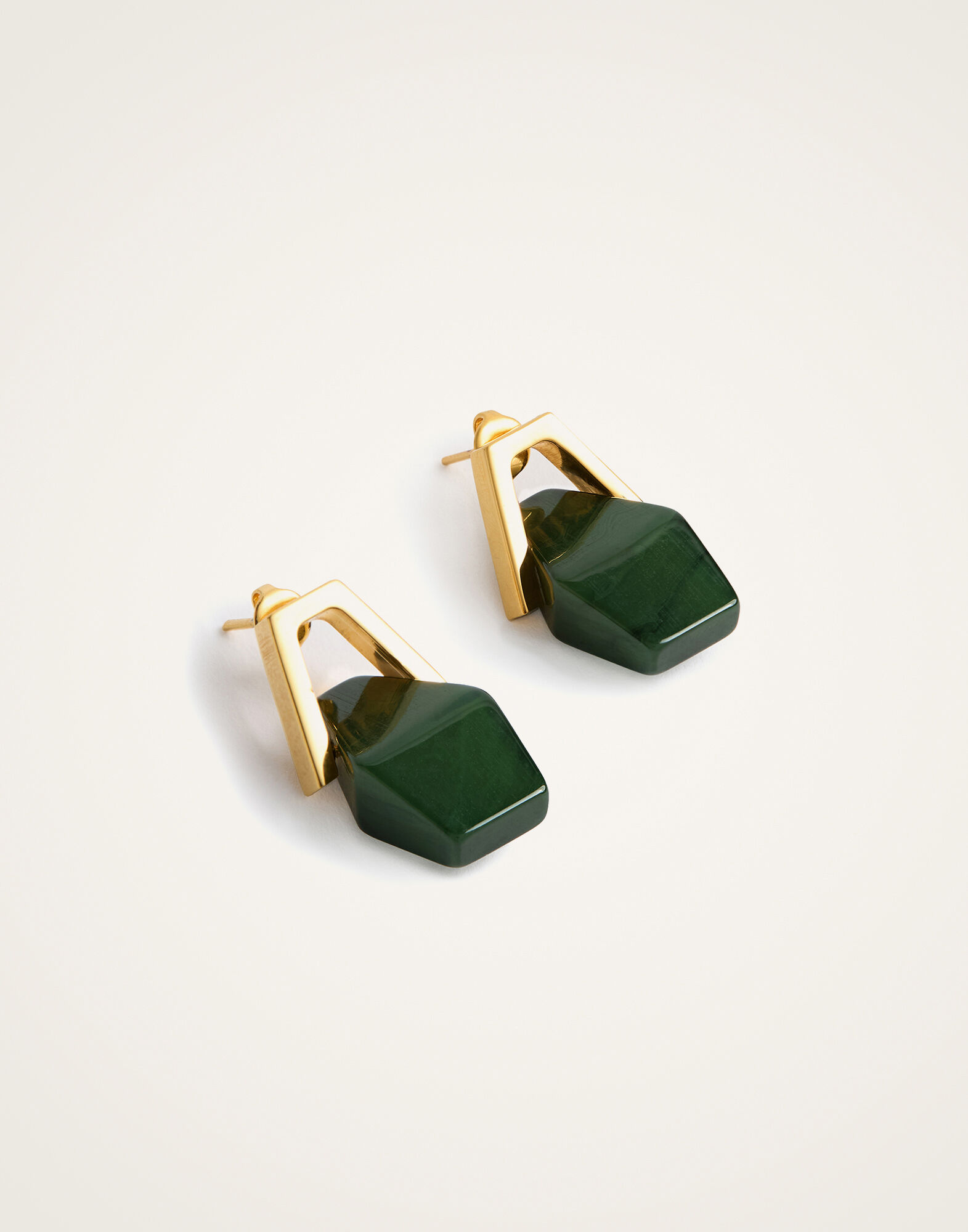 La DoubleJ Portal Earrings 24k Gold Plate & Green Resin EAR0051POL014SOLIDGR08
