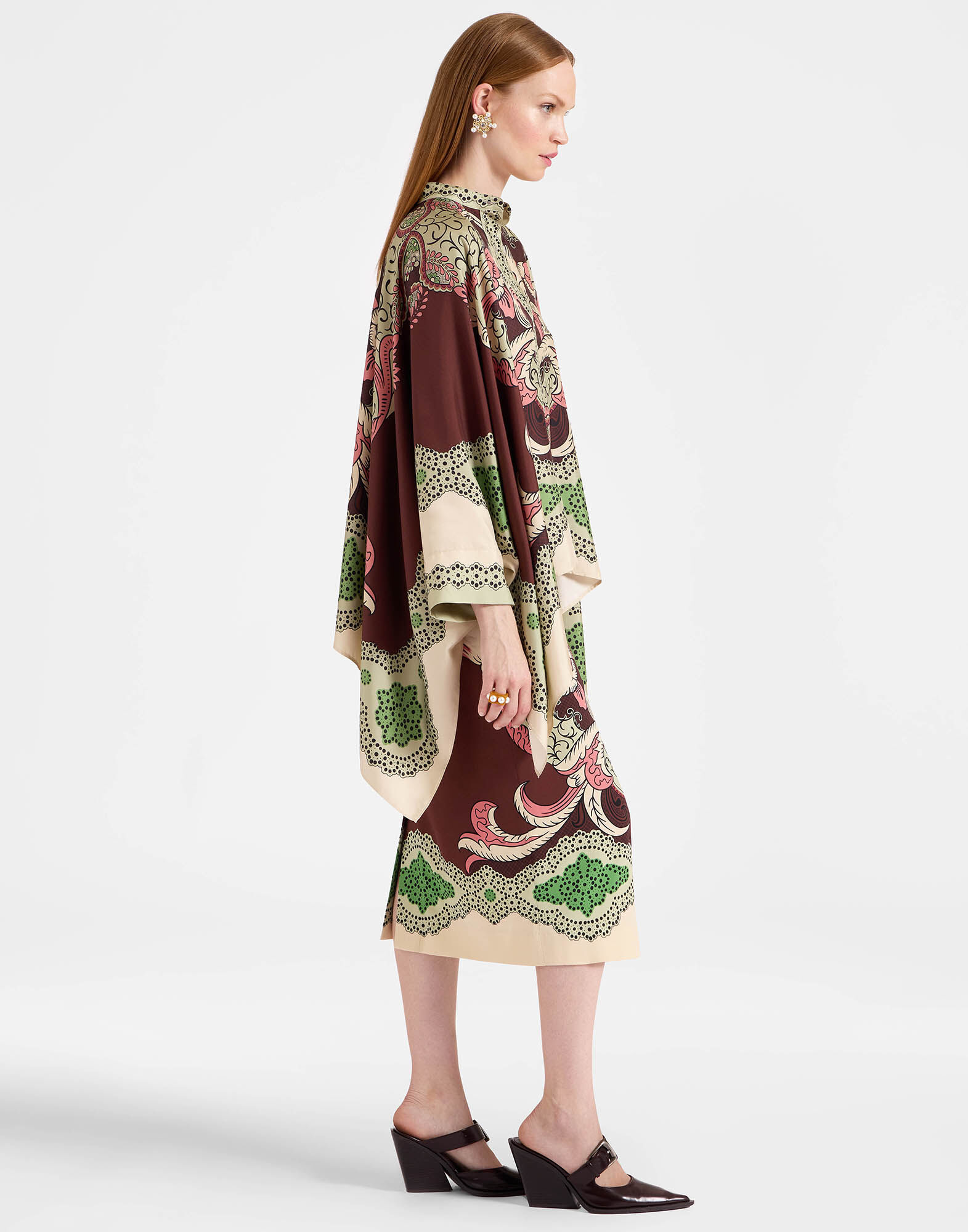 La DoubleJ Pencil Skirt Portal Plac&eacute;e Brown SKI0022VIS011POR02BR11