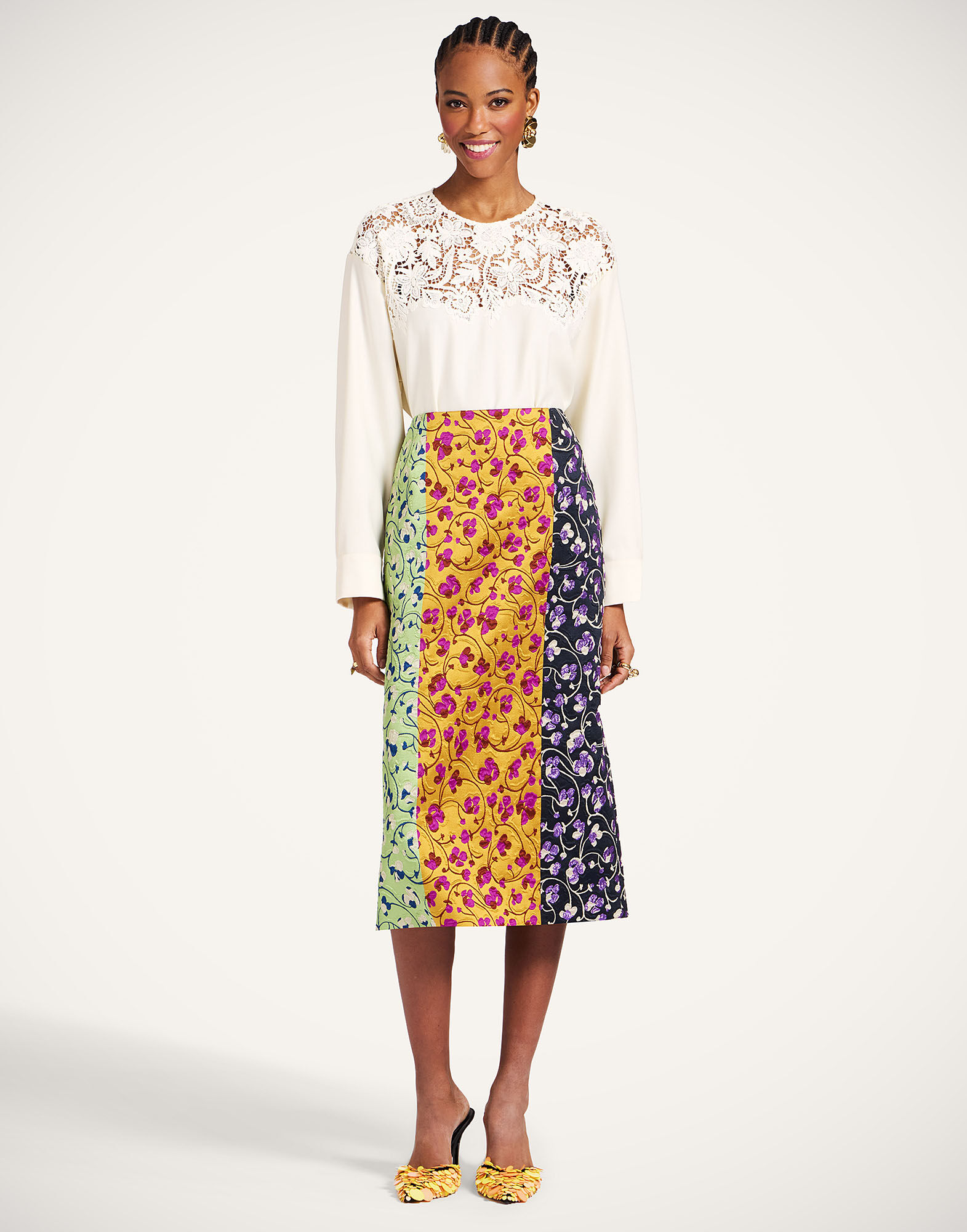 La DoubleJ Pencil Skirt Honeysuckle Tricolor Yellow SKI0011JCQ129HNY03YE02