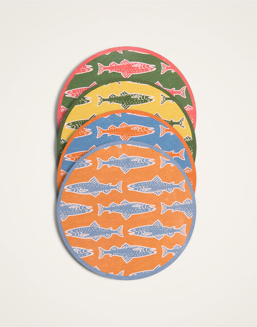 La DoubleJ Disk Coasters Set Of 4 Como Fish Multicolor CST0009CRK001CMF12MU03
