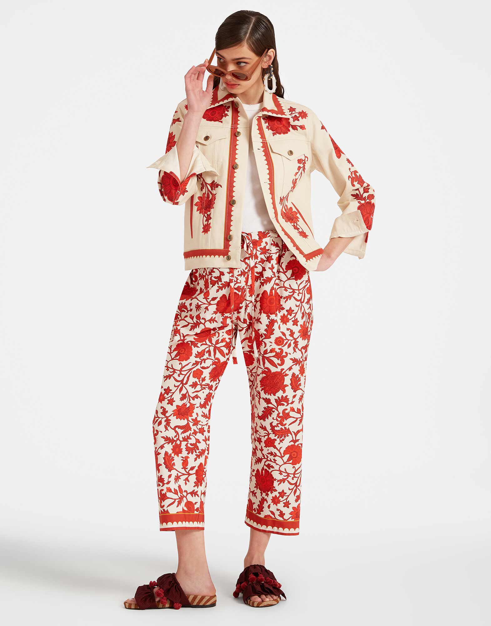 La DoubleJ JJ Jean Jacket Dragonflower Plac&eacute;e Red JAC0070DEN001DRE05RE01