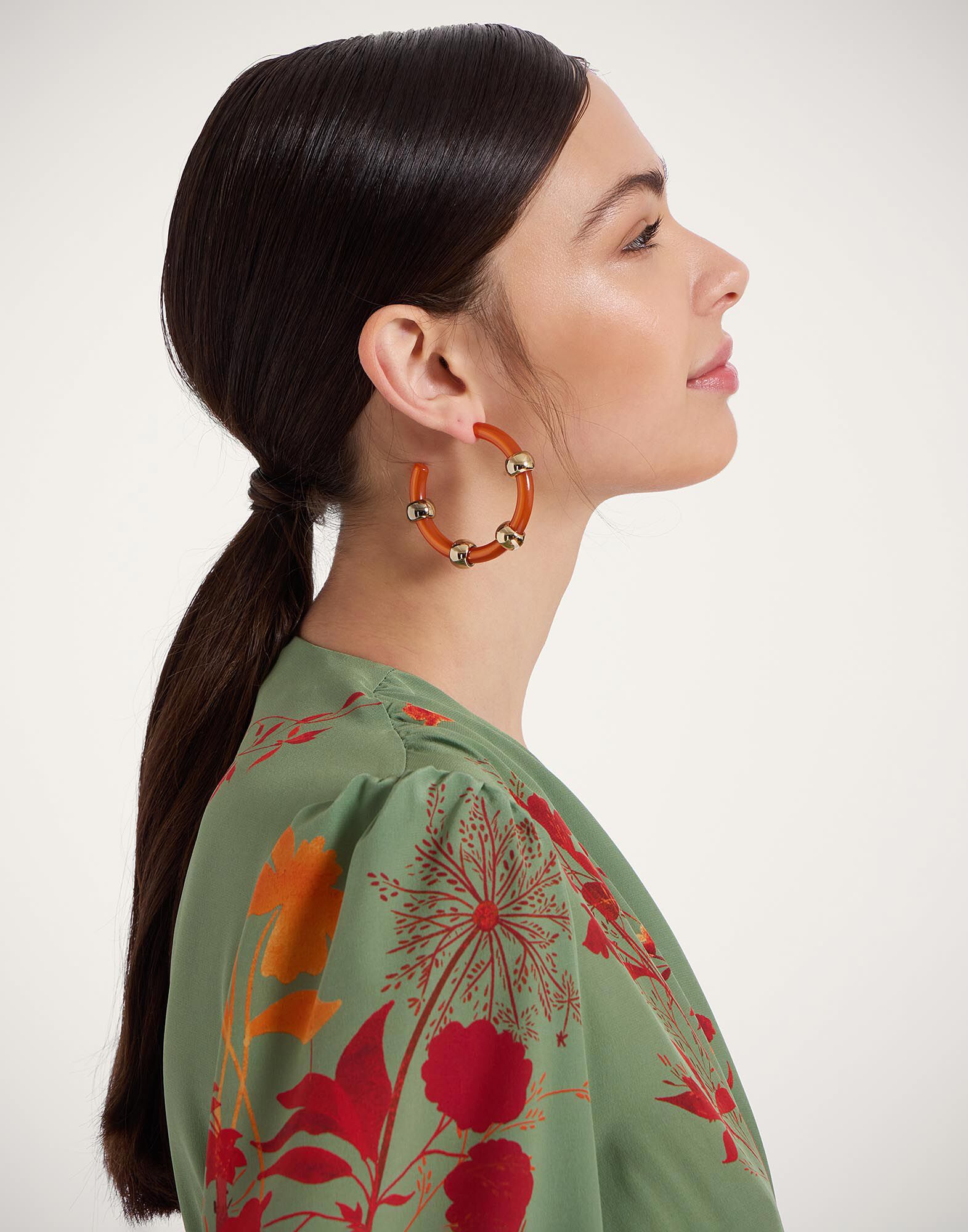 La DoubleJ Studded Hoops Solid Orange EAR0049POL014SOLIDOR02