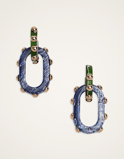 La DoubleJ Nefertiti Double Earrings Dark Green EAR0040POL004SOLIDGR03