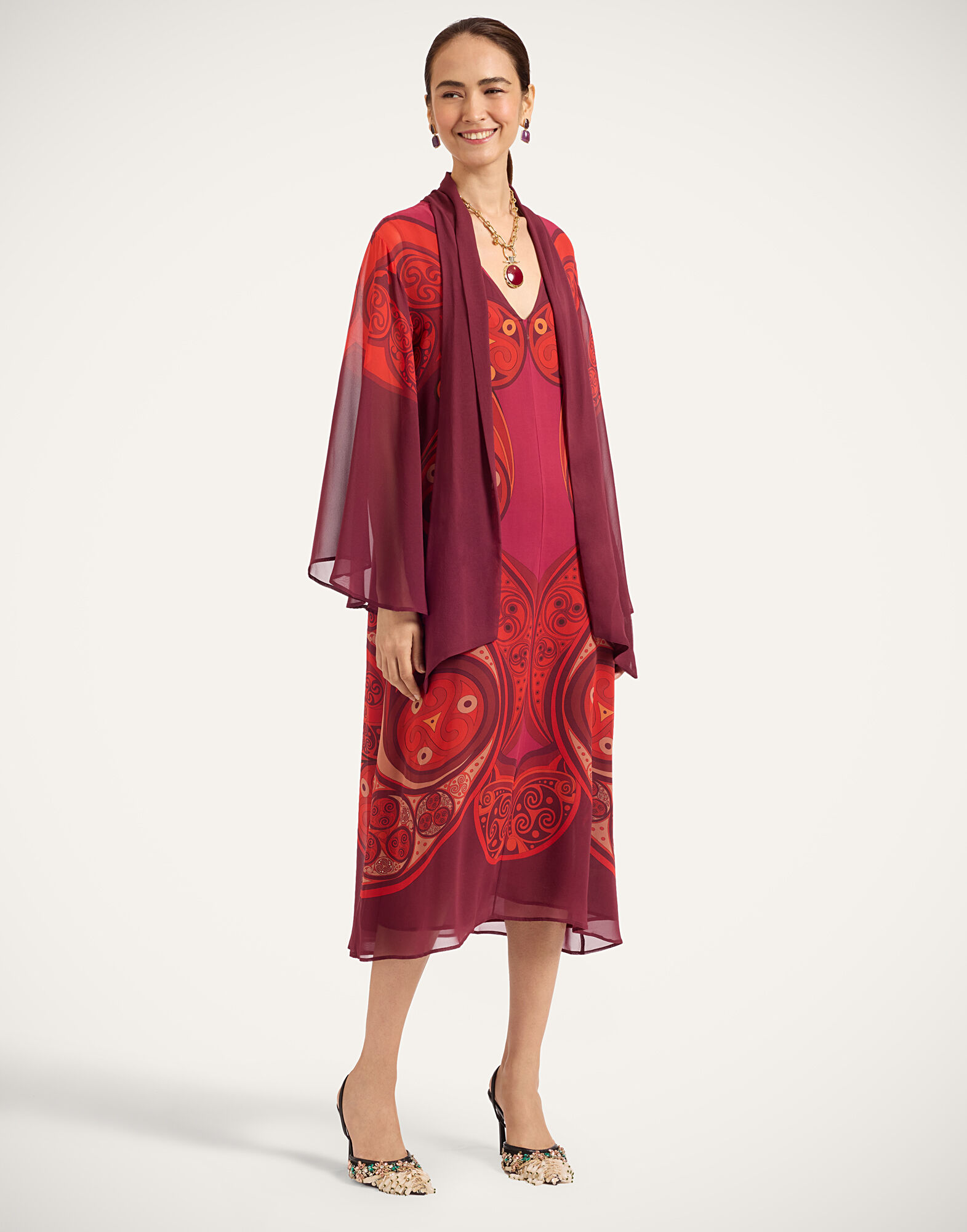 La DoubleJ Midi Magnifico Dress Alchemy Plac&eacute;e Dark Red DRE0788SIL028ALC03RE40