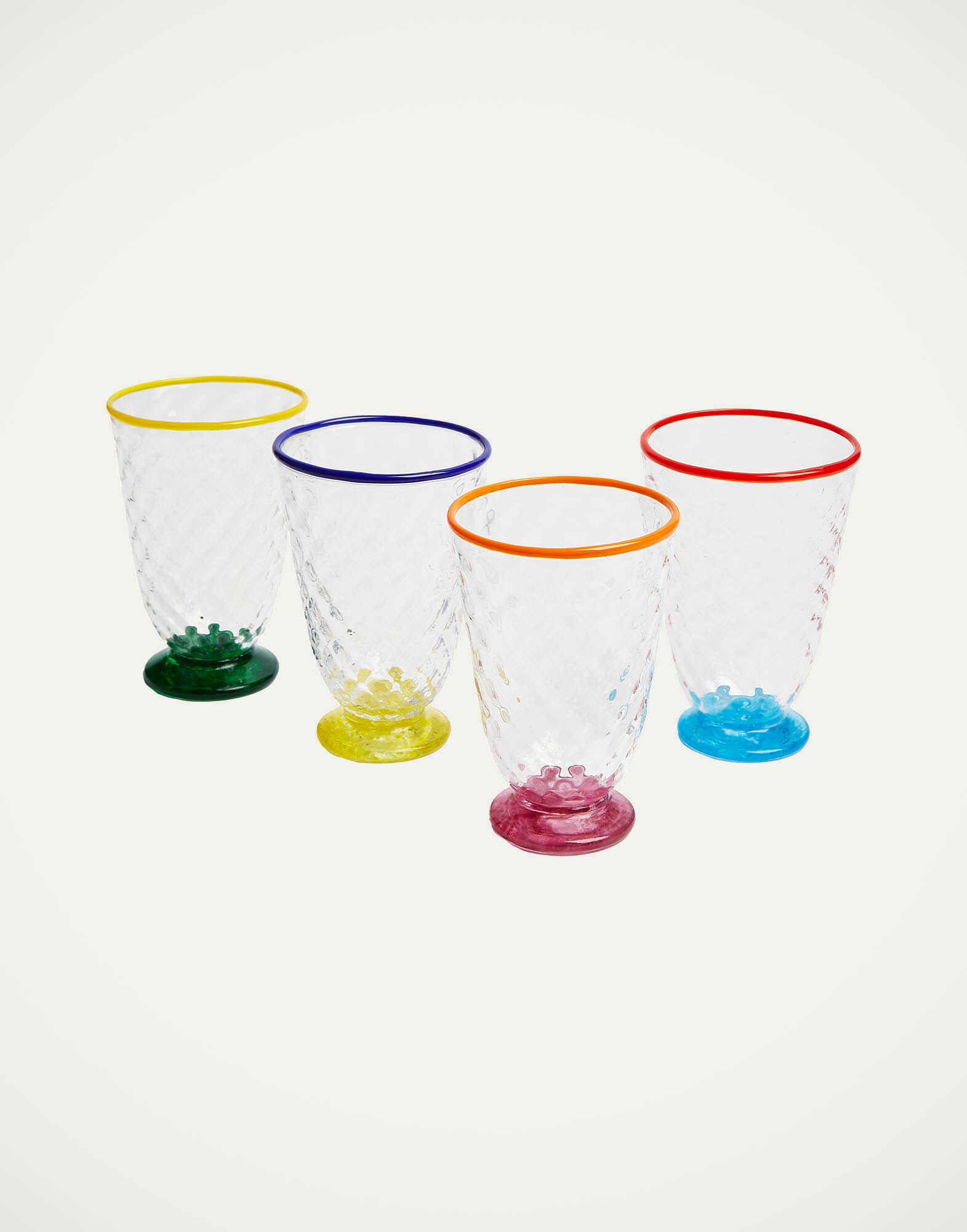 La DoubleJ Quilted Glasses Set Of 4 Multicolor GLA0026MUR001QUI02MU03