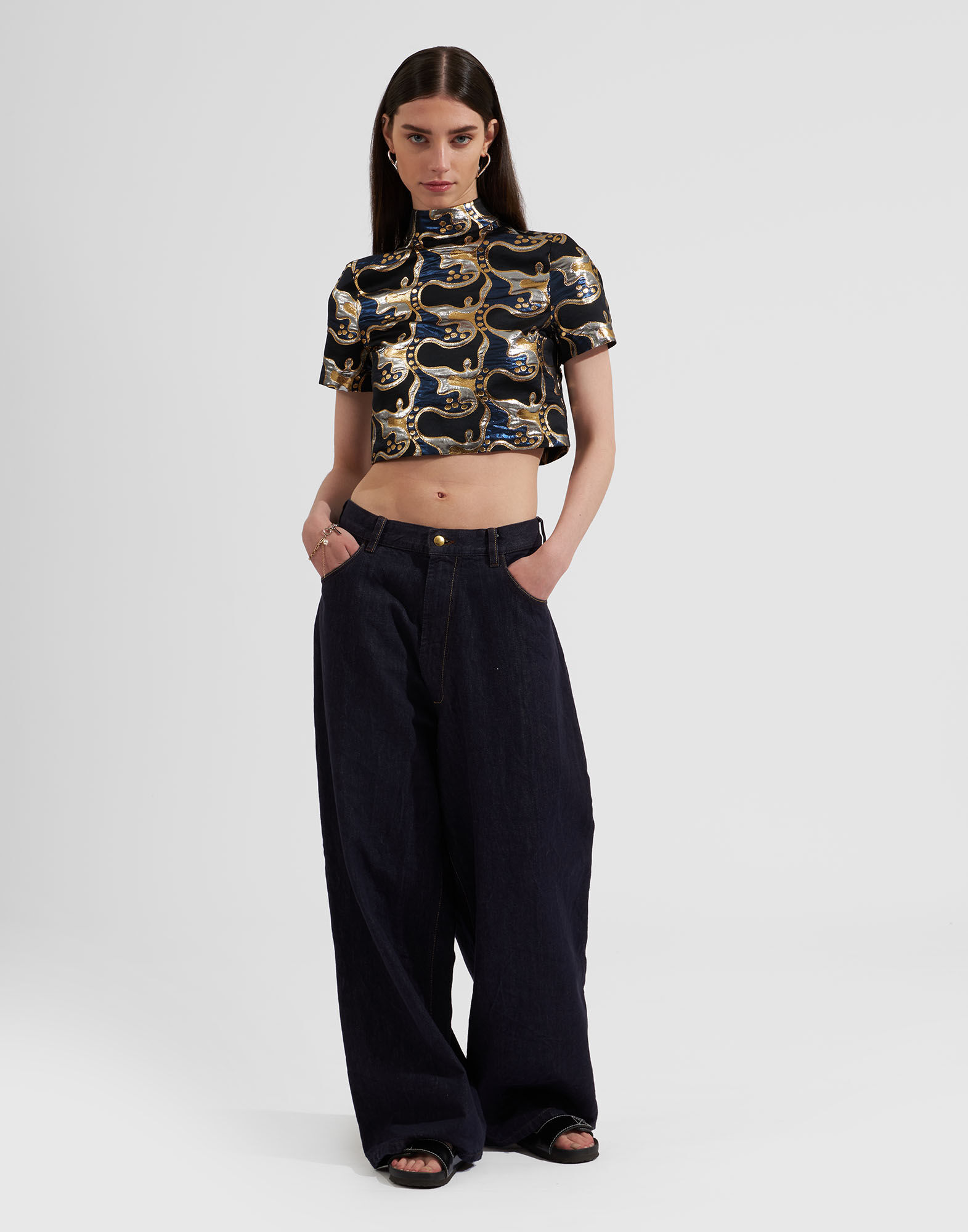 La DoubleJ Juliet Crop Top Spritz Blu TOP0084JAC040SPR0002