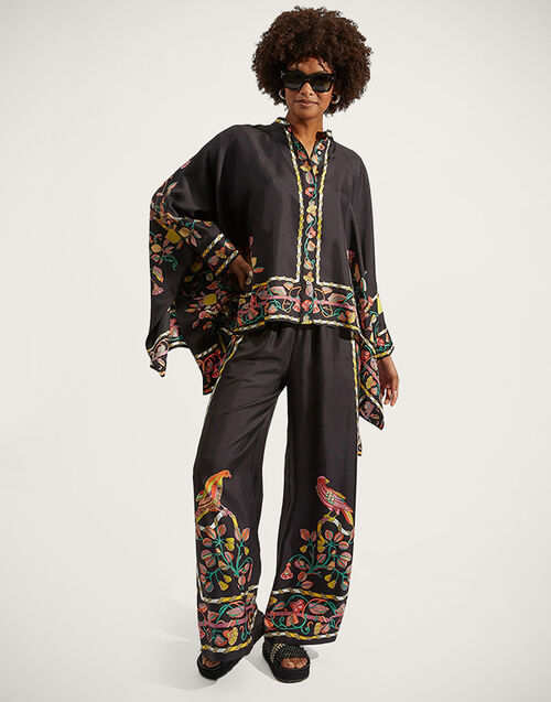 La DoubleJ Palazzo Pants Borboni Placée Nero TRO0026SIL006BRN02BL01