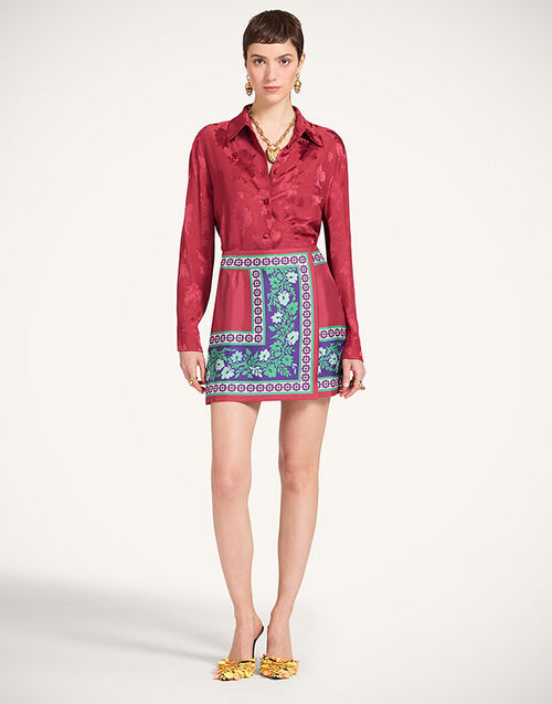 La DoubleJ Mini Foulard Skirt Regalia Plac&eacute;e Red SKI0092SIL006REG02RE01