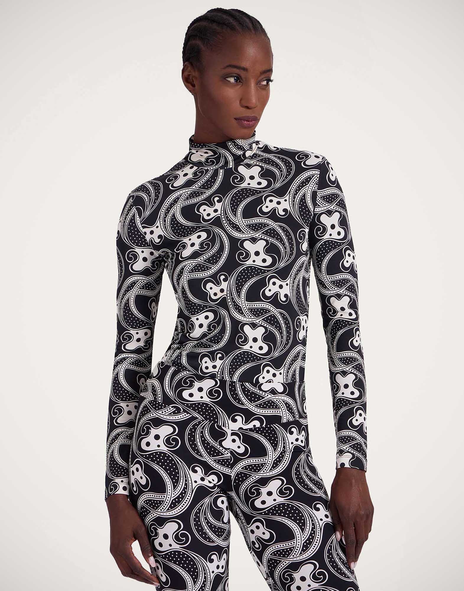 La DoubleJ Turtleneck Aperol Black & White TOP0146JER005APE01BL03