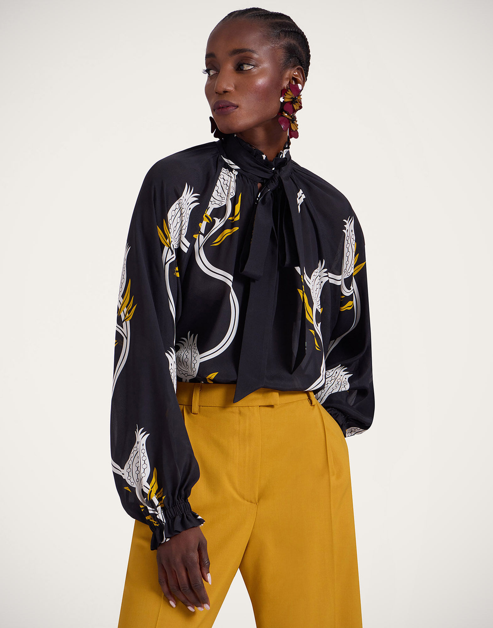 La DoubleJ Cerere Blouse Melograno Black & White SHI0120VIS019MEL01BL03