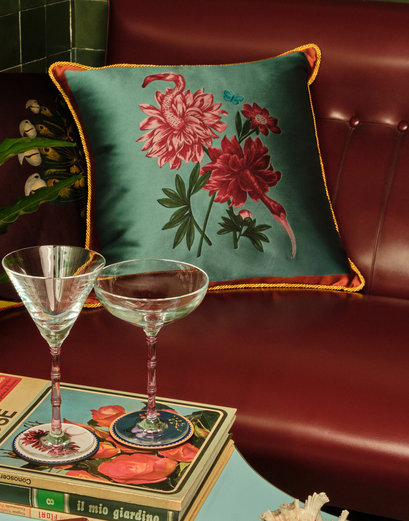 La DoubleJ Cushion Birdbloom Sky Blue CUS0031JCQ122BIB02BU10