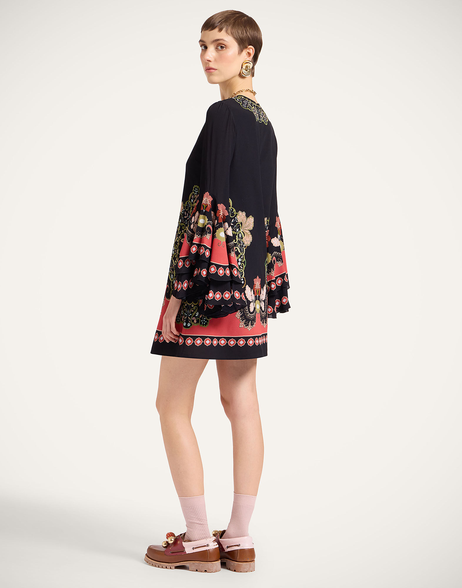 La DoubleJ Friday Dress Cornucopia Plac&eacute;e Black DRE1000VIS028CRN03BL01