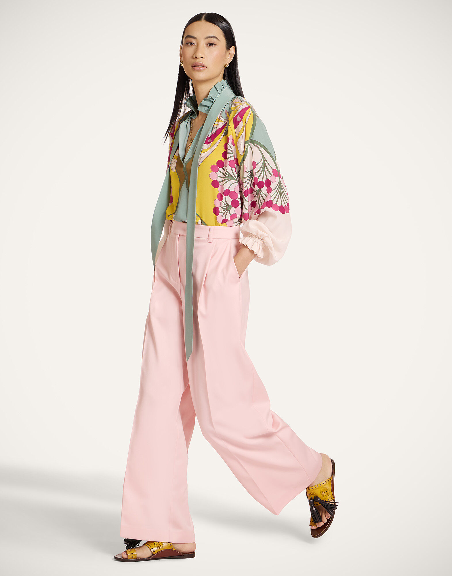 La DoubleJ Cerere Blouse Florette Plac&eacute;e Fuchsia SHI0086CRE002FLO08PI03