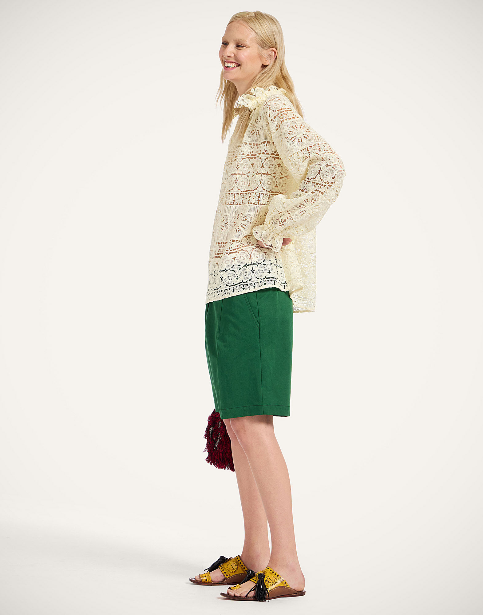 La DoubleJ Boyfriend Shorts Solid Dark Green TRO0052COT075SOLIDGR03