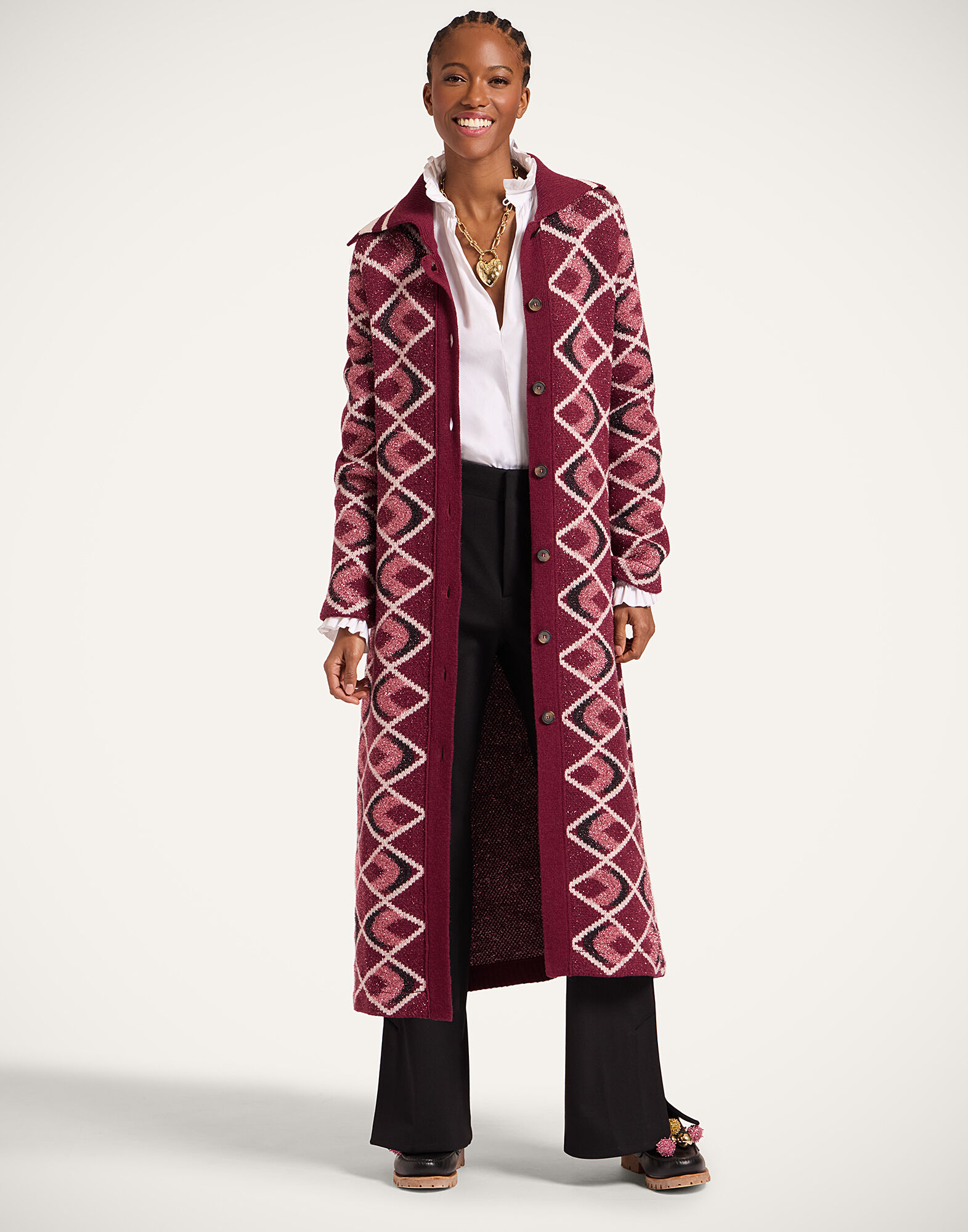 La DoubleJ Half-Light Coat Multicolor Burgundy JAC0184KNI132VA454RE02