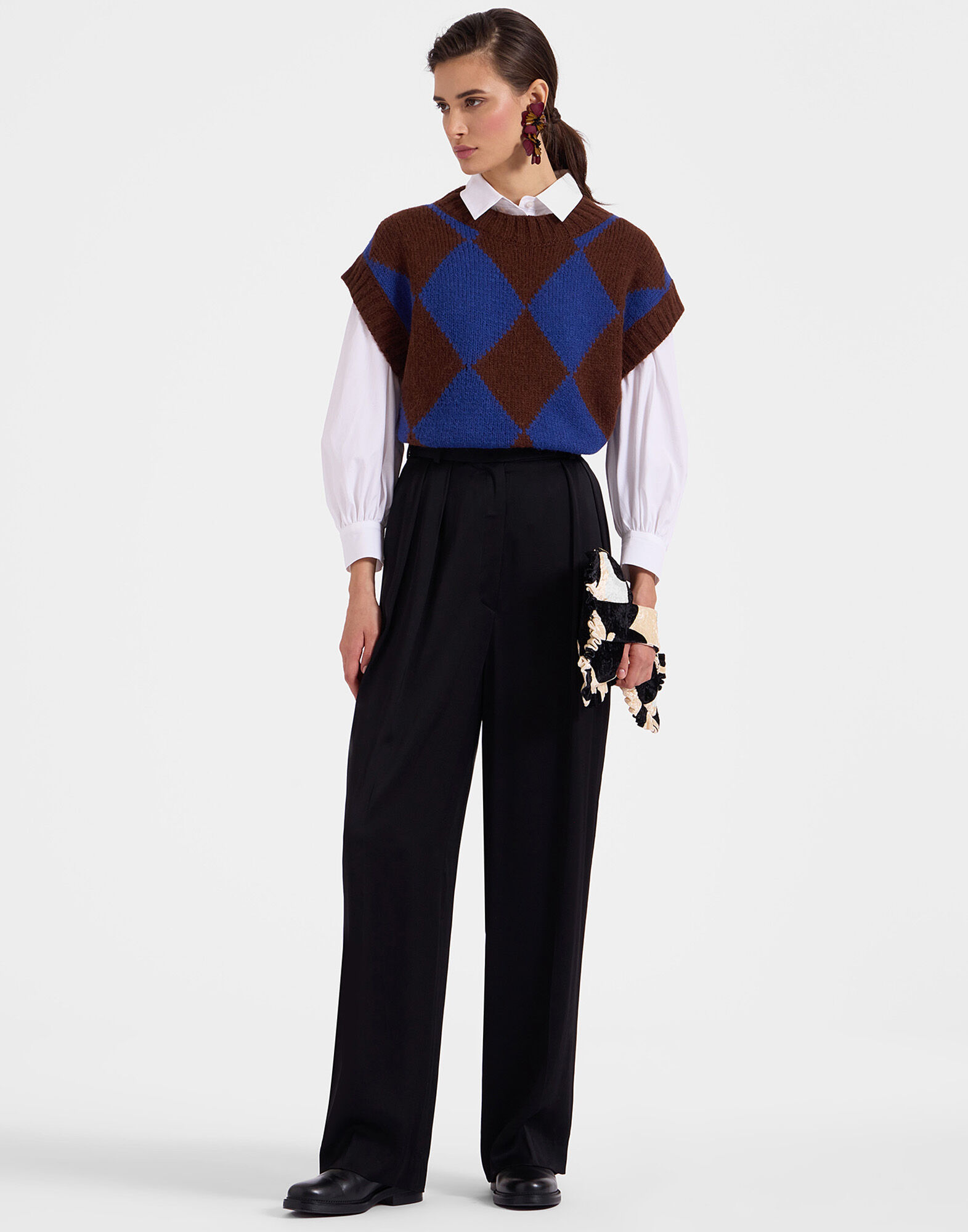 La DoubleJ Argyle Gilet Bordeaux/Blue TOP0077KNI064VAR0124