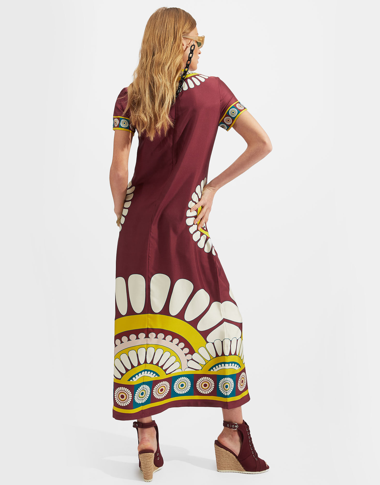 La DoubleJ Swing Dress Bordeaux Solar Plac&eacute;e DRE0128SIL006SOL0006