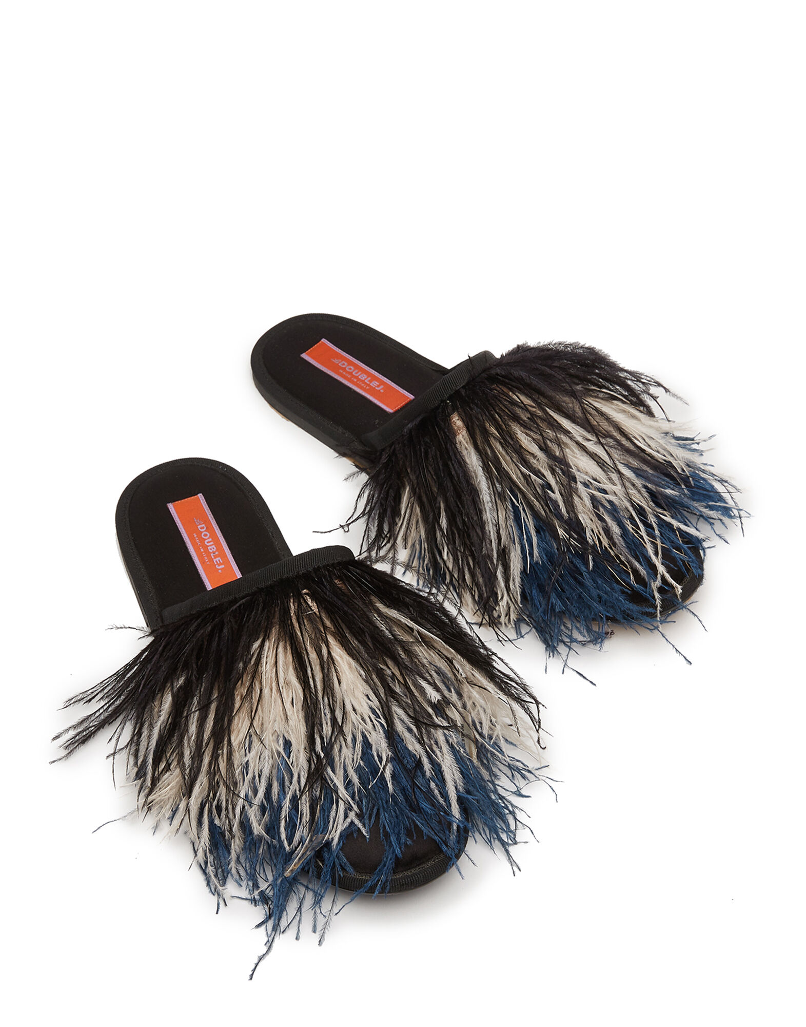 La DoubleJ Feather Slipper Solid Black SHO0007RAS005BLA0001