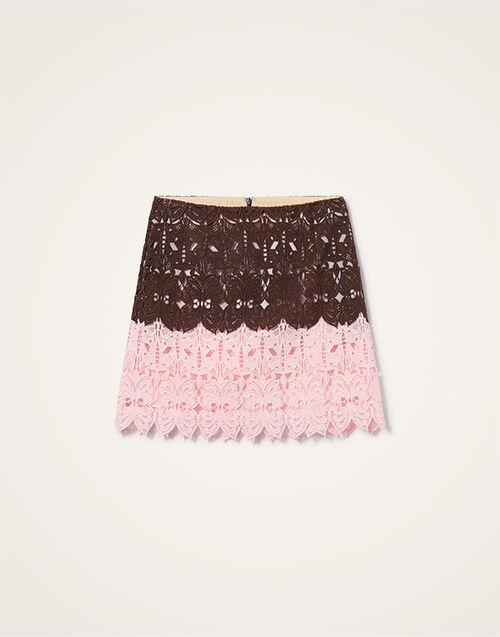 La DoubleJ Lacey Mini Baia Skirt Color Block Chocolate & Pink SKI0209LAC014BIC01BR07