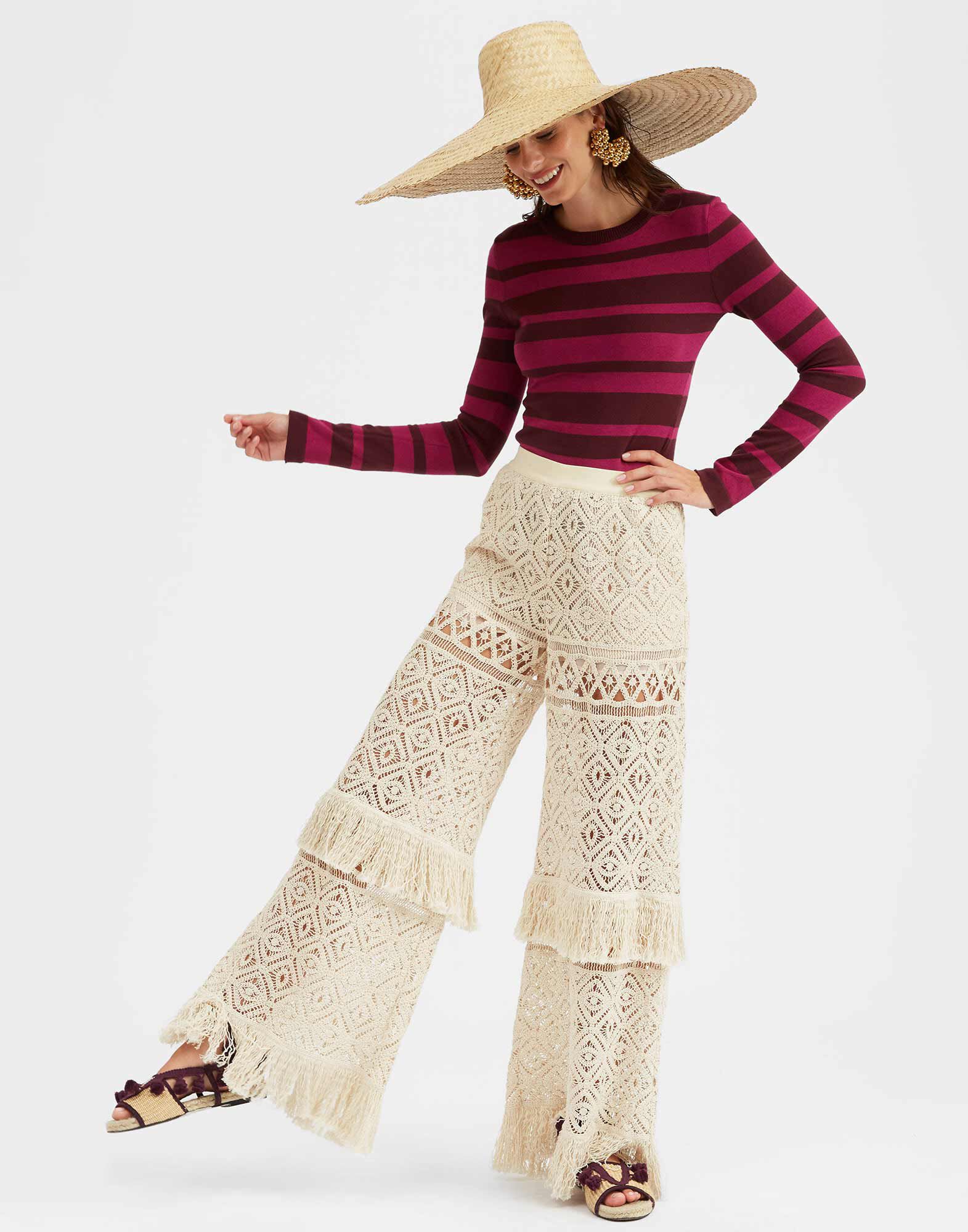 La DoubleJ Crew Top Solid Fuchsia PUL0118KNI106VA236PI03