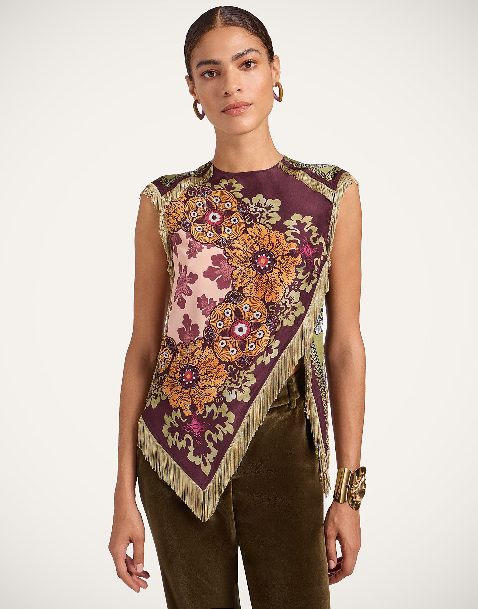 La DoubleJ Scarf Top Bounty Plac&eacute;e Burgundy TOP0160SIL009BOU01RE07