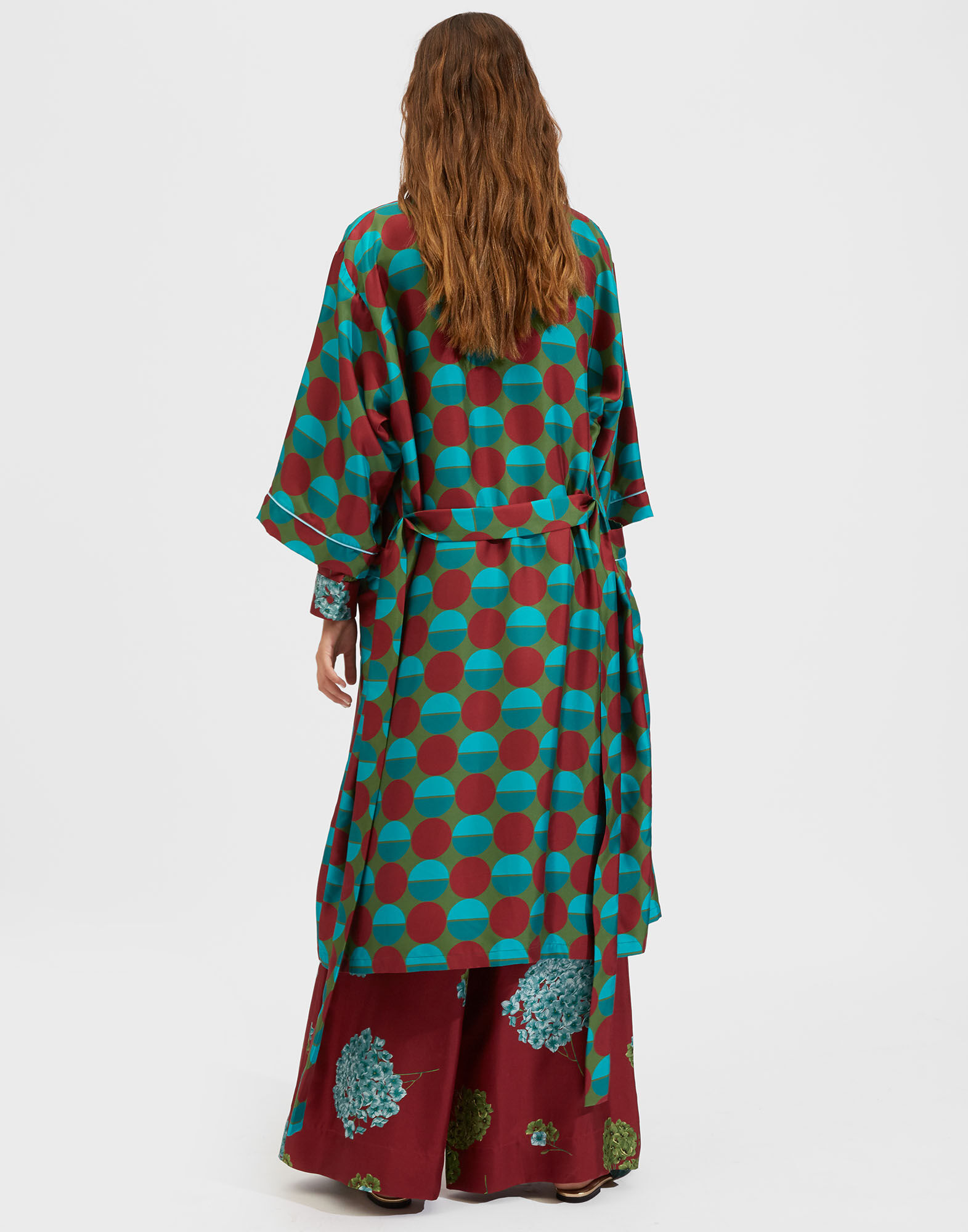 La DoubleJ Silk Robe Sfere Grandi Verde JAC0057SIL001SFE0015