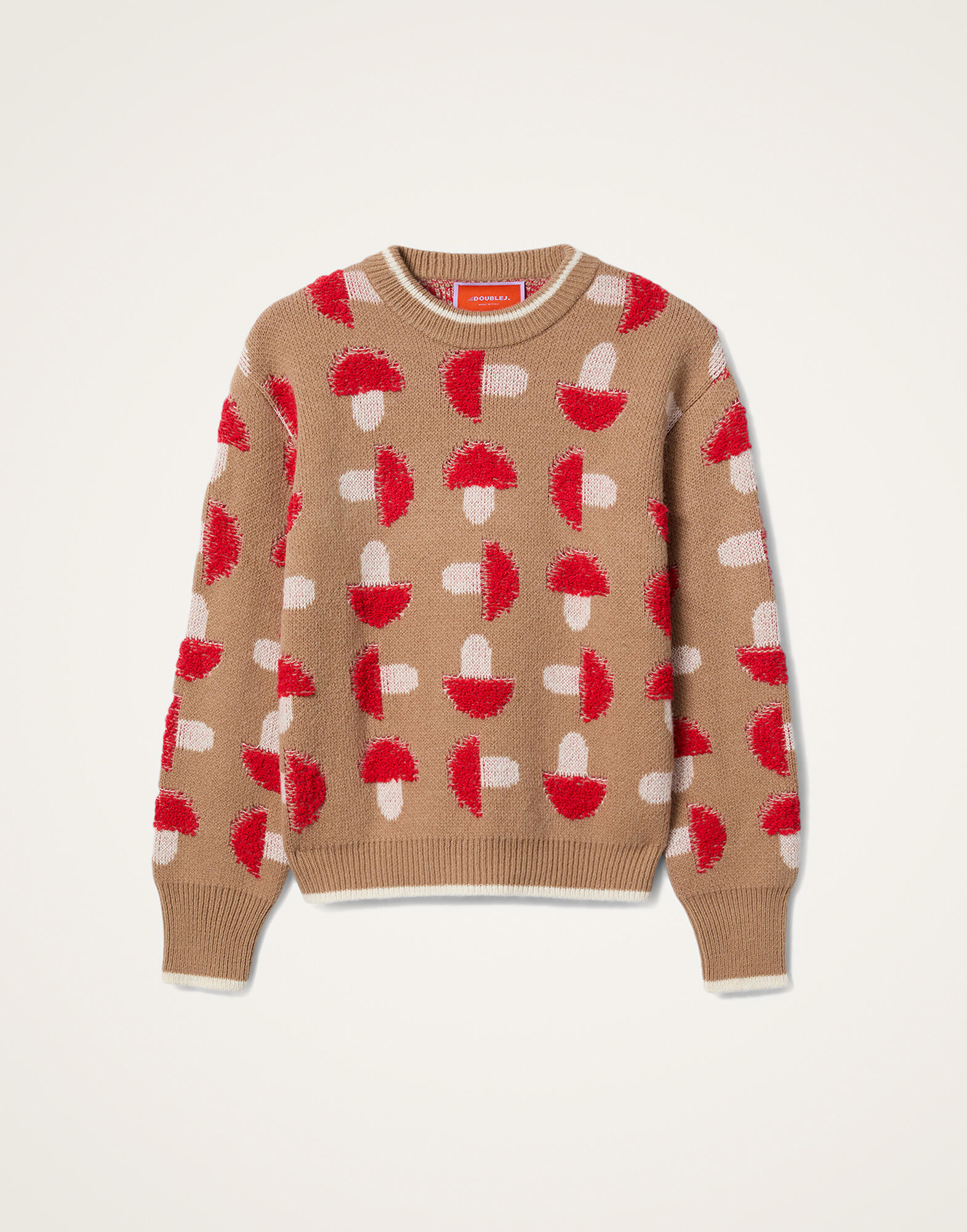 La DoubleJ Fun-Guy Sweater Camel & Red PUL0343KNI193VA449BR04