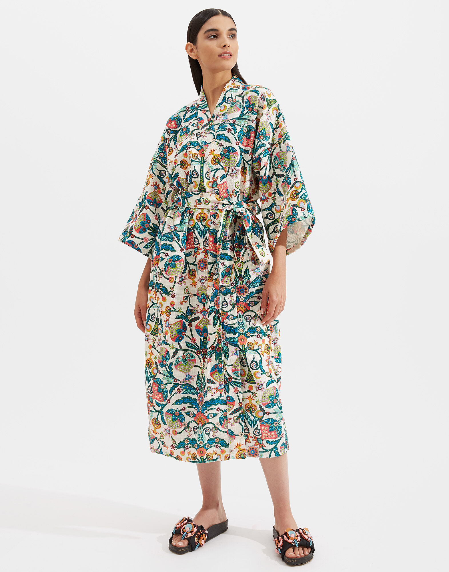 La DoubleJ Unisex Big Robe Tree Of Life Bianco JAC0035COT024TFL0001