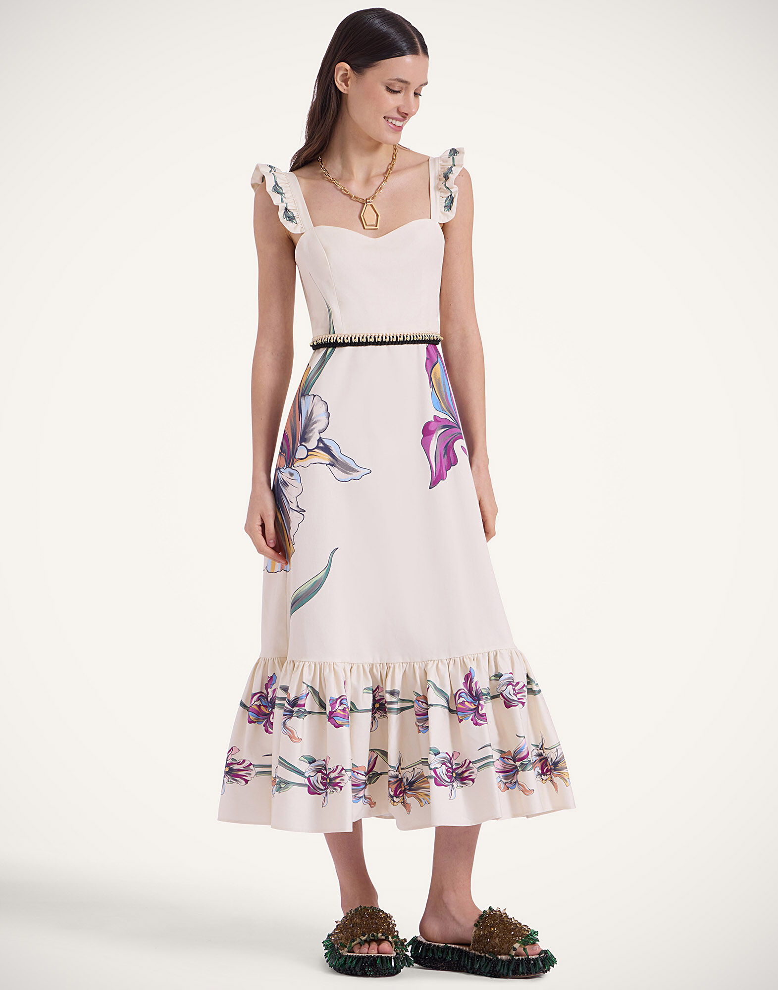 La DoubleJ Gingerbread Dress Iris Plac&eacute;e Ivory DRE0672COT037IRS07WH04