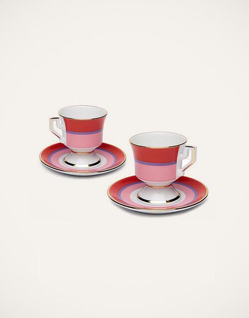 La DoubleJ Espresso Cup & Saucer Set of 2 Rainbow Rosa DIS0007CER001RAI0006