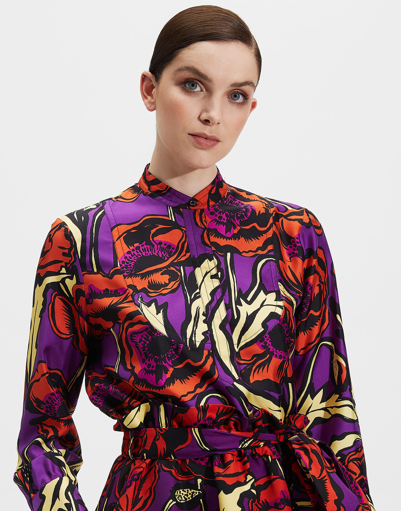 LaDoubleJ Portofino Shirt Big Blooms Viola SHI0046SIL001PFI0004