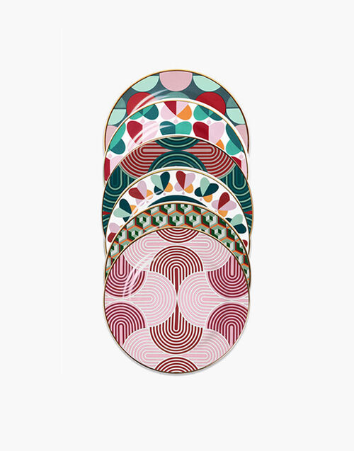 La DoubleJ Dessert Plates Set Of 6 Slinky Mix DIS0049CER001SLI0006