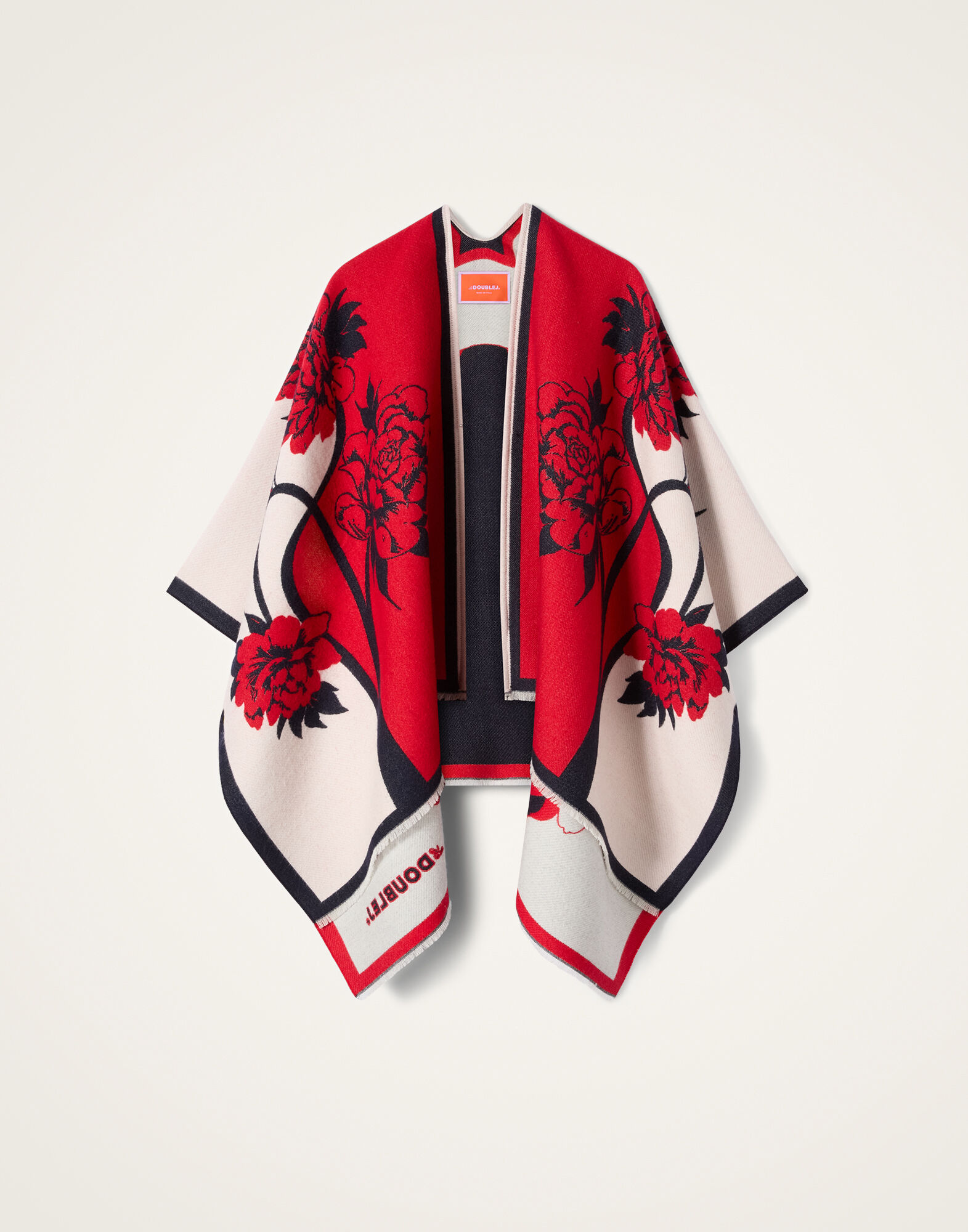 La DoubleJ Soul Poncho Queen Peony Plac&eacute;e Red SCA0059WOL025QPE02RE01