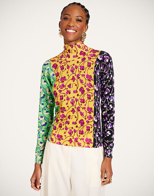 La DoubleJ Silky Turtleneck Honeysuckle Tricolor Yellow PUL0302KNI172VA455YE02