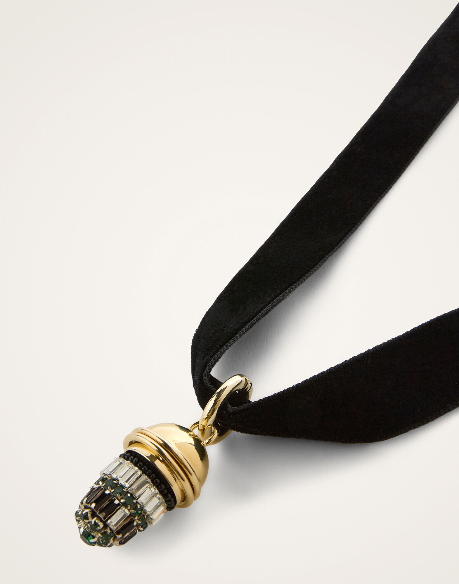 La DoubleJ Lantern Necklace 24K Gold Plate & Crystal Embroidery NEC0048BRA004SOLIDGR02