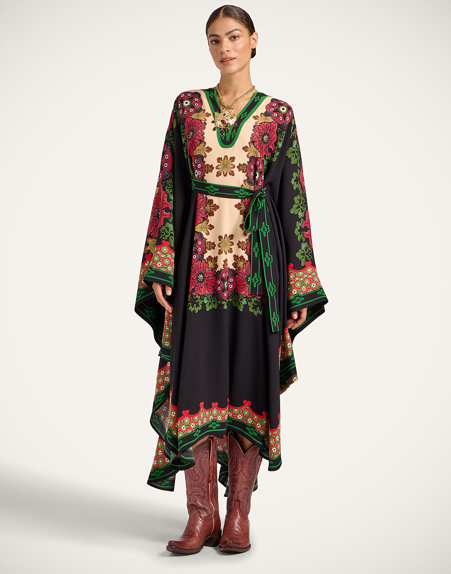 La DoubleJ Karis Kaftan Bounty Plac&eacute;e Red DRE0935VIS027BOU01RE01