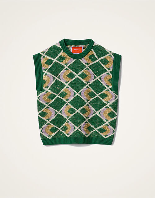 La DoubleJ Half-Light Gilet Multicolor Green PUL0223KNI132VA453GR02