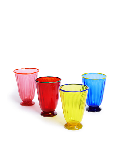 Rainbow set of 8 wine glasses in multicoloured - La Double J