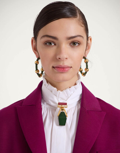 La DoubleJ Studded Hoops Solid Camouflage EAR0049POL014SOLIDGR08