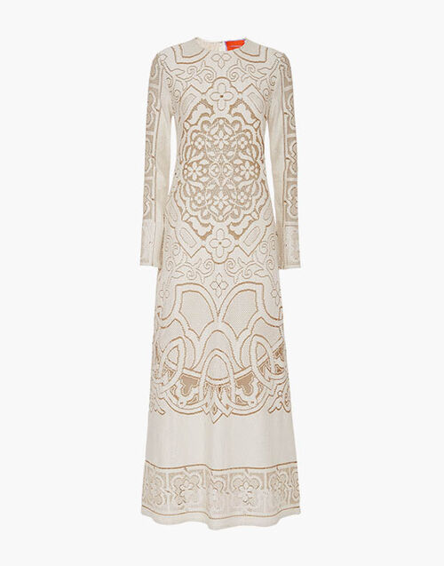 La DoubleJ Lacey Swing Dress Solid White Smoke DRE0418EMB006WHI0006