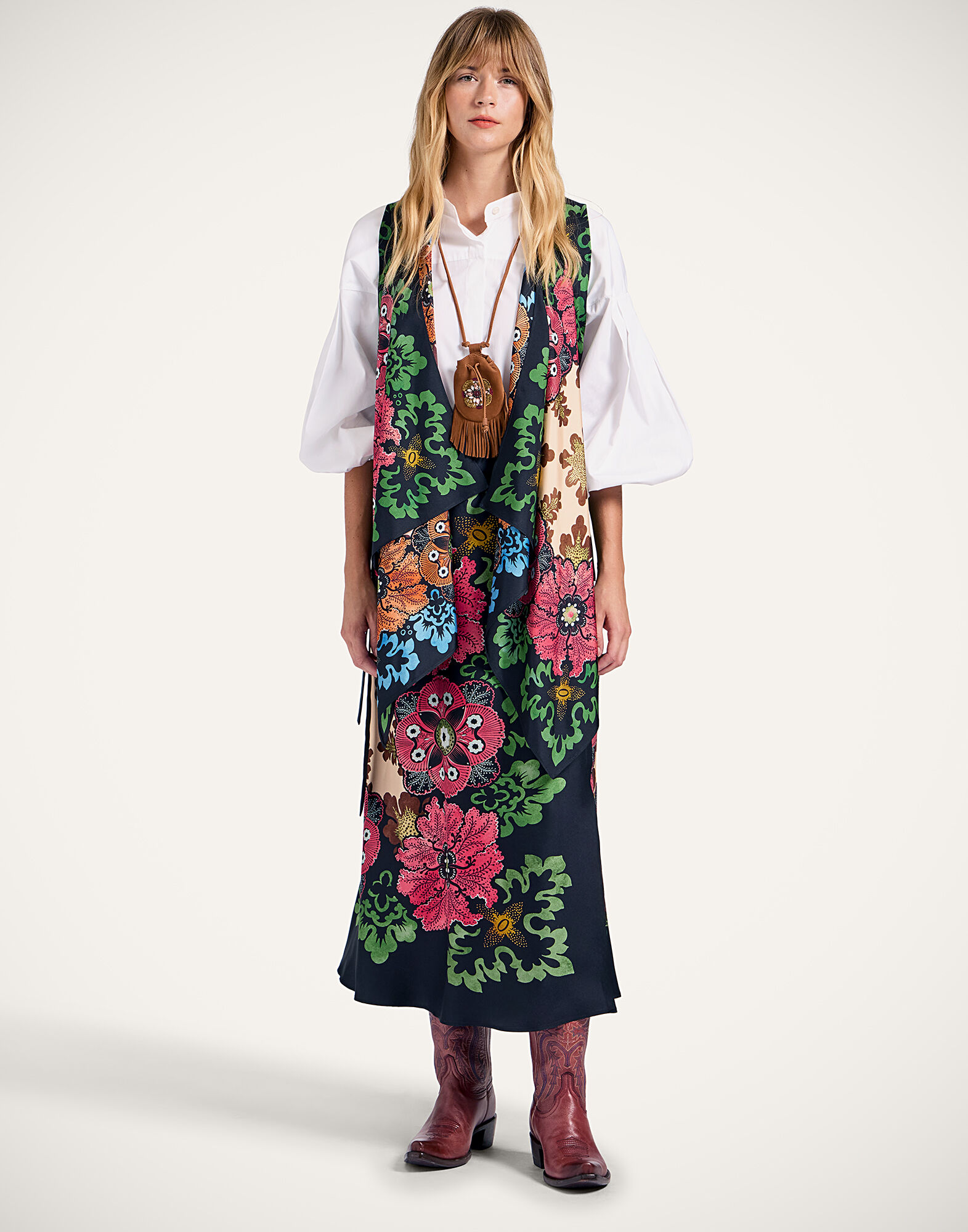 La DoubleJ Scarf Gilet Bounty Plac&eacute;e Red SCA0081SIL006BOU01RE01