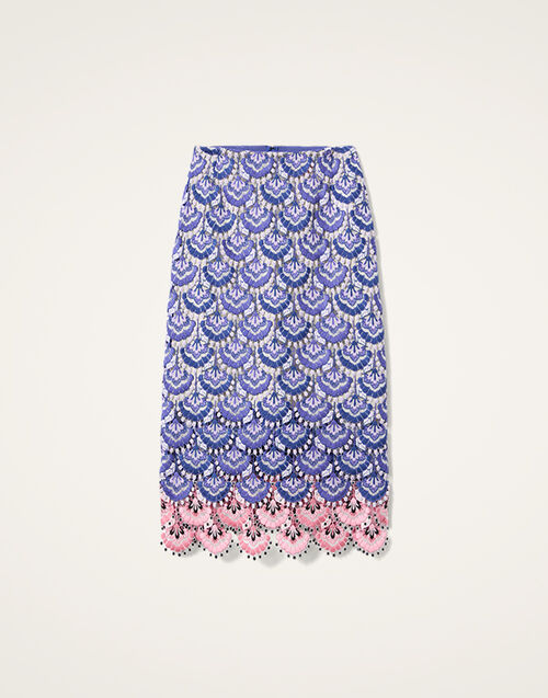 La DoubleJ Pencil Skirt In Bloom Blue SKI0148EMB085BLO01BU03