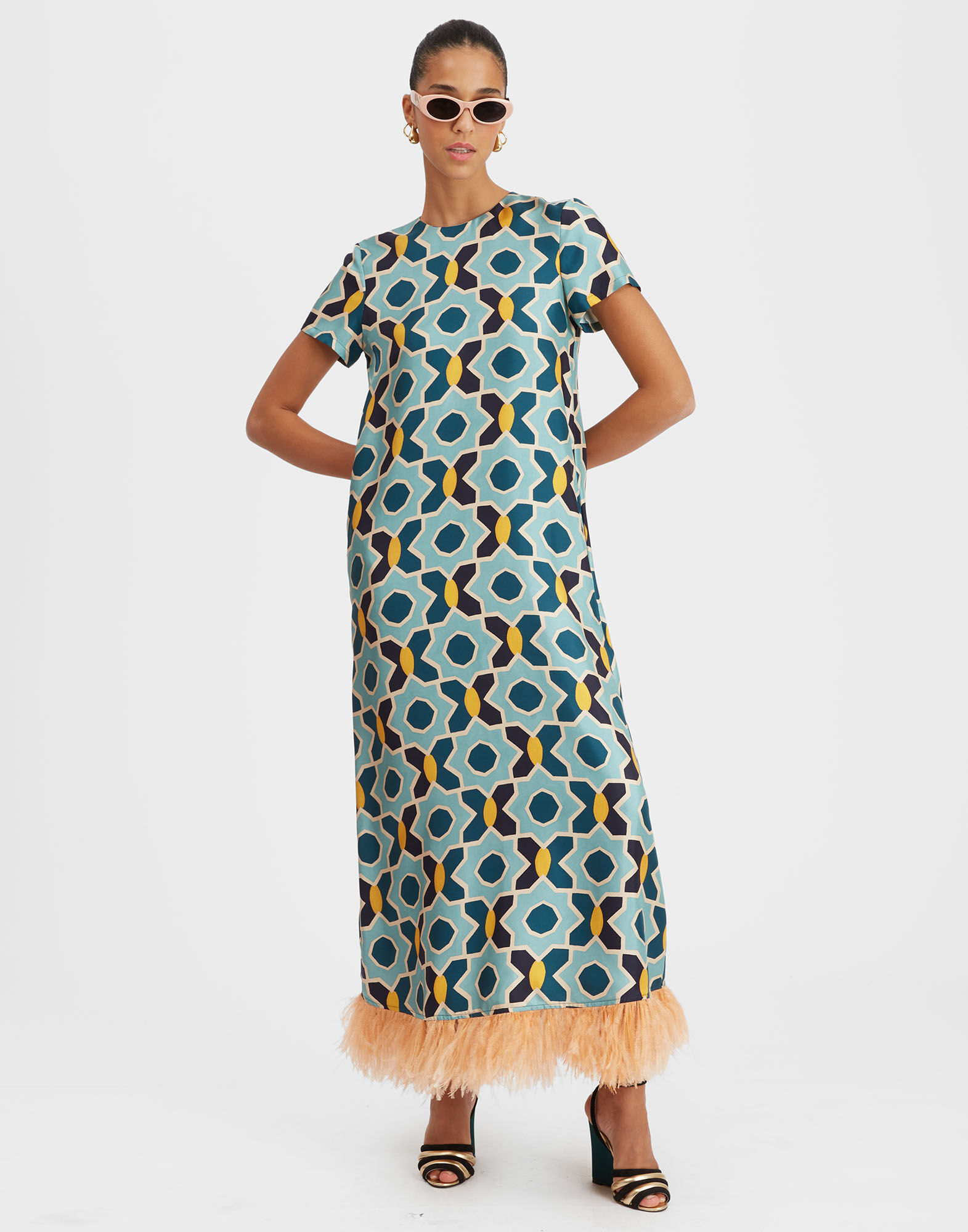 La DoubleJ Swing Dress Plaza Light Blue DRE0316SIL001PLA01BU01