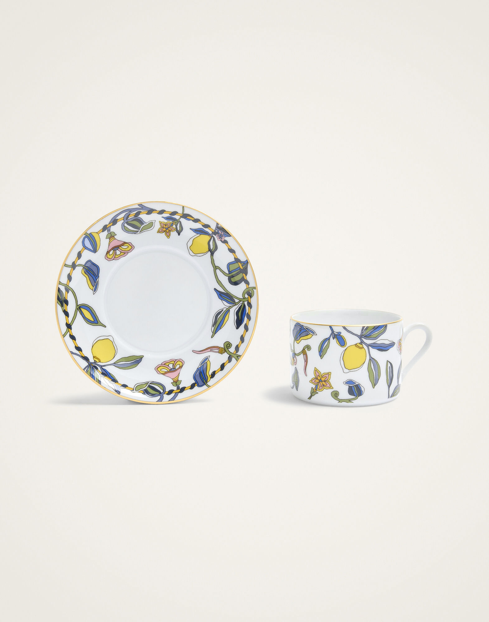 La DoubleJ Impero Tea Cup Set Of 2 Borboni White CUP0012CER001BRN12WH01