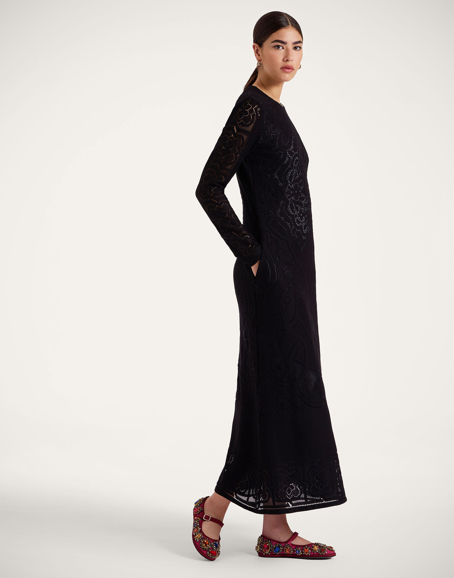 La DoubleJ Lacey Swing Dress Solid Black DRE0418EMB064SOLIDBL01