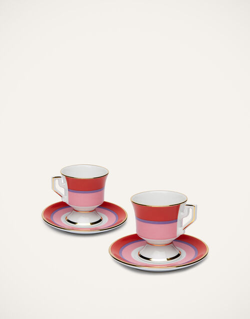 La DoubleJ Espresso Cup & Saucer Set of 2 Rainbow Rosa DIS0007CER001RAI0006