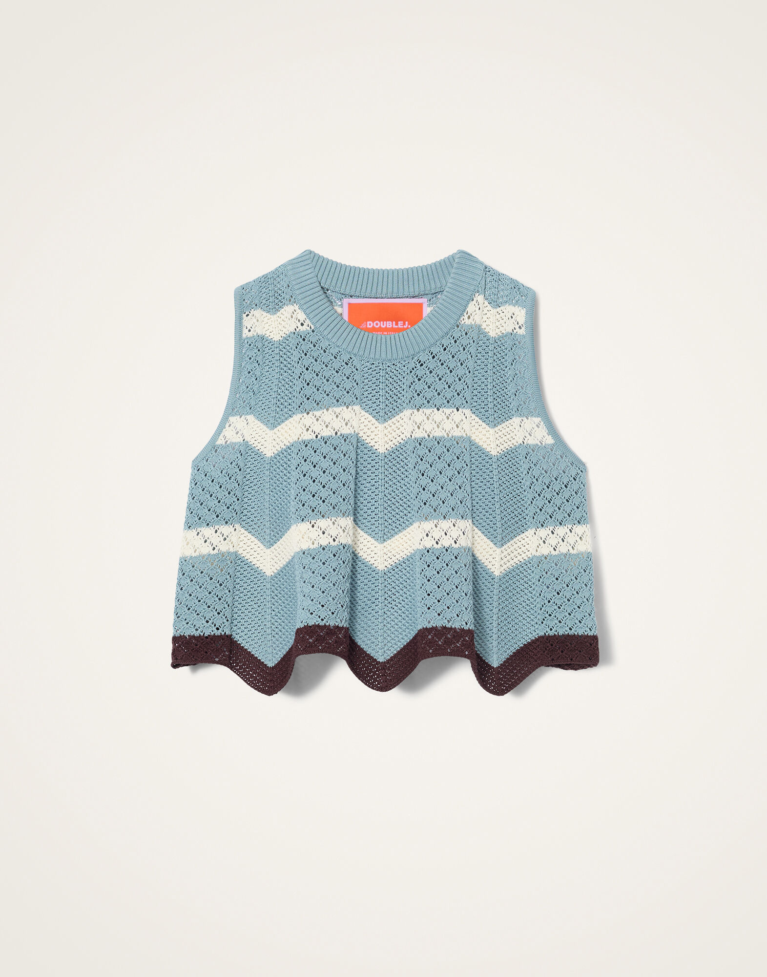 La DoubleJ Chevron Top Color Block Blue & Ivory PUL0145KNI084VA506BU03