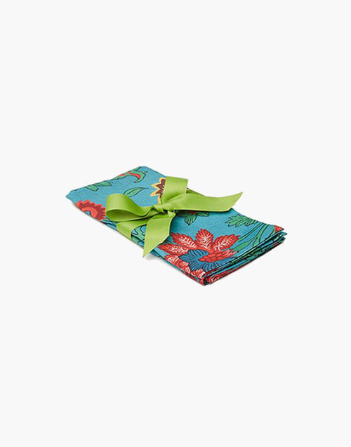 La DoubleJ Large Napkins Set Of 2 Dragon Flower Turchese NAP0006LIN001DRA0005